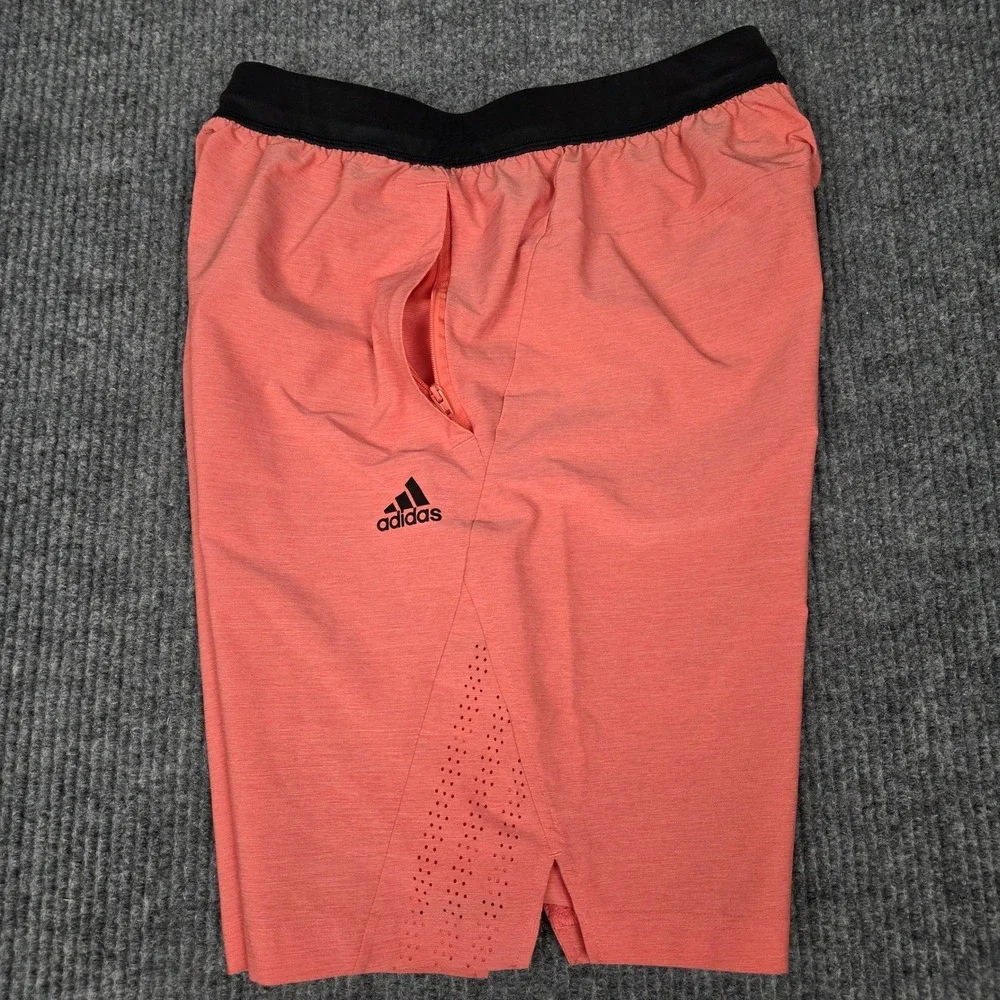 Adidas Mens Training Shorts Pink Coral Heathered Laser‎ Cut Vent Size Medium